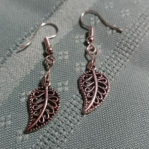 NEW- SILVER LEAF EARRINGS . STERLING HYPO WIRES